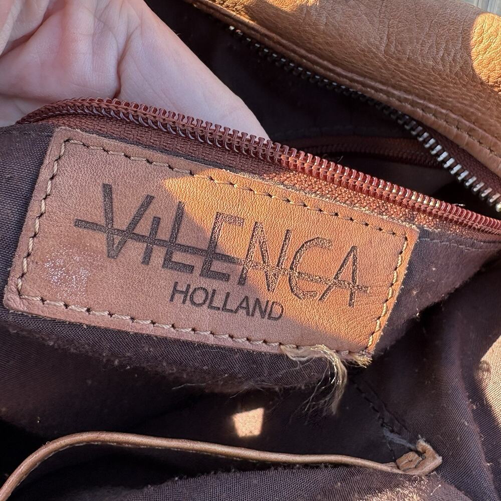 Vilenca Holland | Purse Shoulder Bag Brown Leather Basketweave Crossbody Zip - Picture 11 of 13
